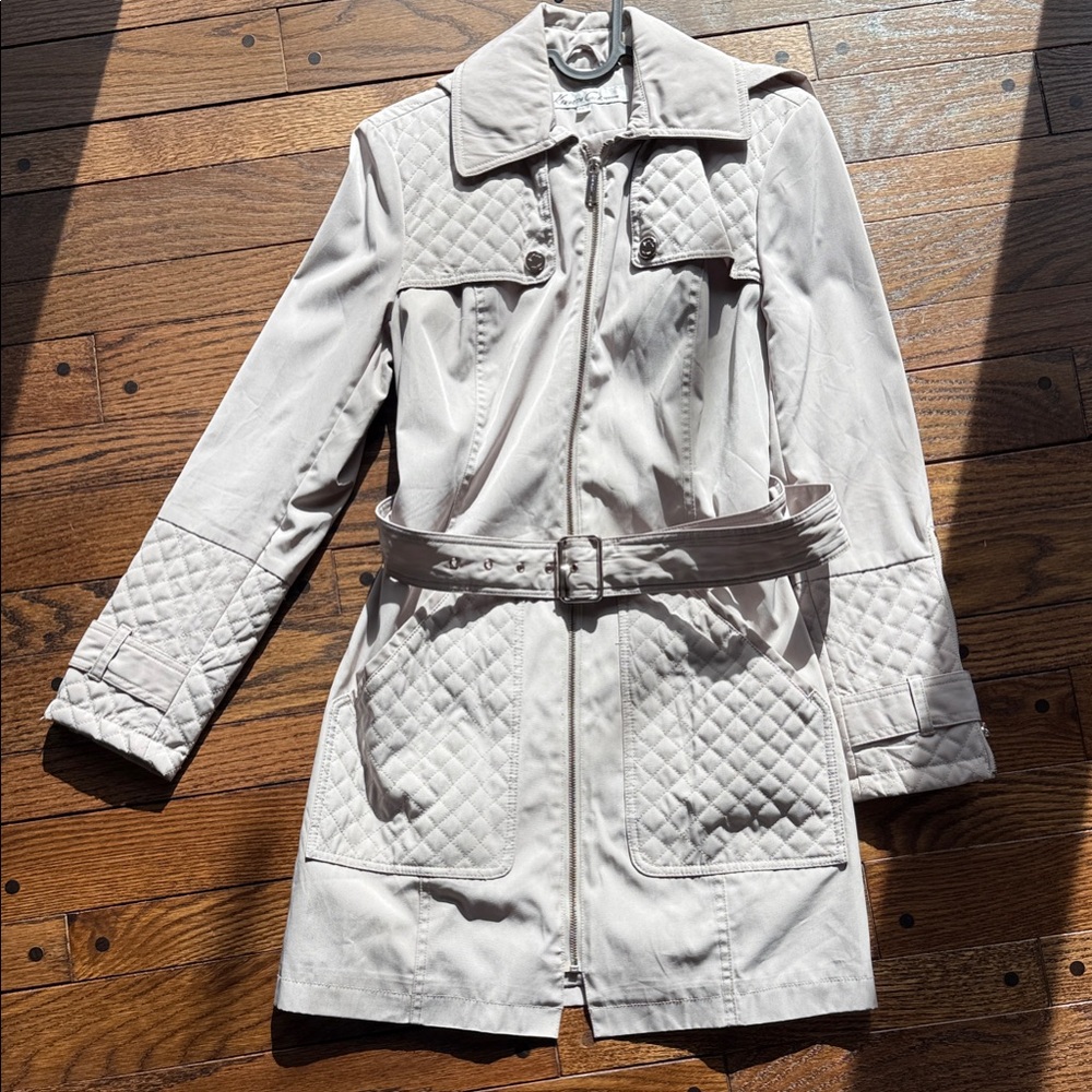 Kenneth Cole New York Light Gray Trench Coat